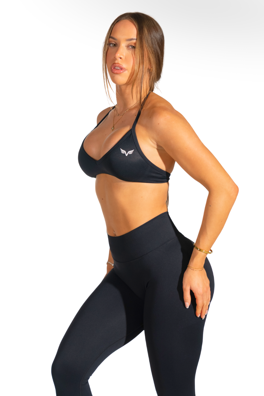 Club Athletica Dynamic Flex Adjustable Halter Sports Bra Black