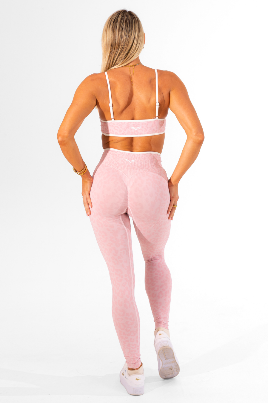 Club Athletica Impact Sculpt Seamless Scrunch Bum Leggings Light Pink Leopard