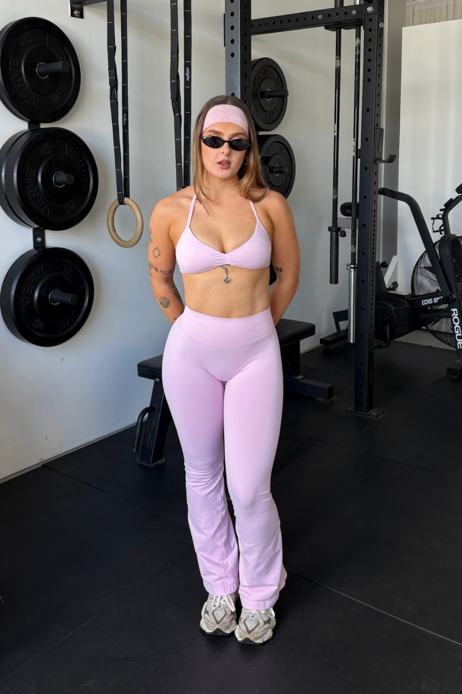 Club Athletica Flex Scrunch Glute Contour Flare Leggings Baby Pink