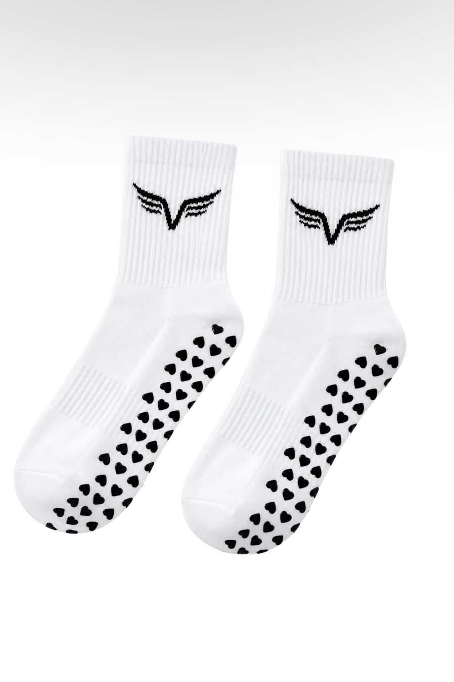 Club Athletica Premium Black Heart Pilates Socks White
