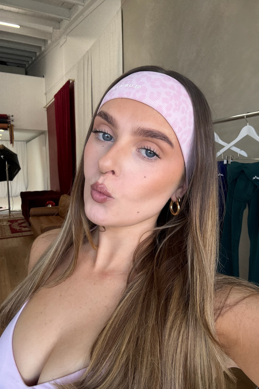 Pilates Princess Headband Light Pink Leopard