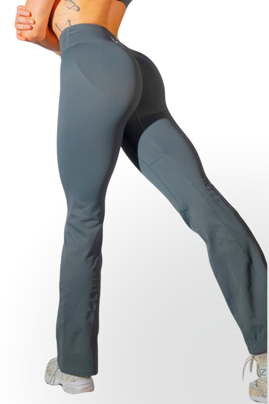 Club Athletica Amplify Invisible Scrunch Crossover Gym Flare Leggings Graphite