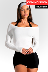 Club Athletica Off Shoulder Long Sleeve White