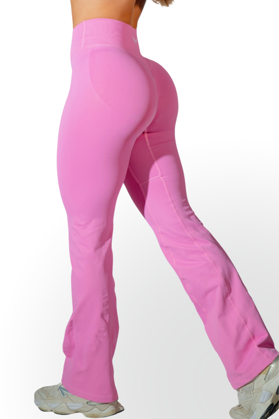 Club Athletica Amplify Invisible Scrunch Crossover Gym Flare Leggings Petal Pink