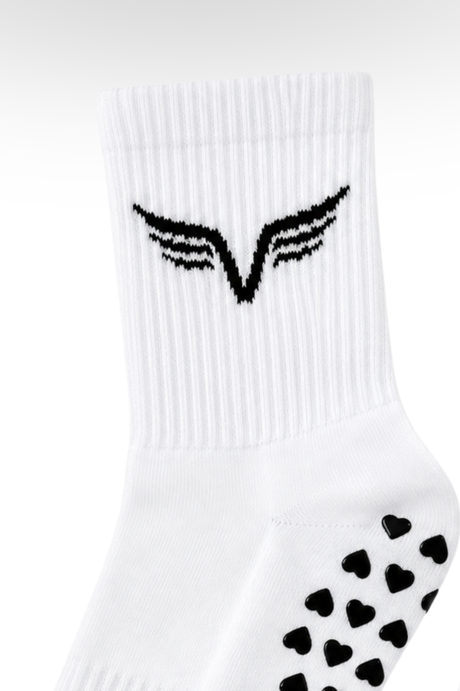 Club Athletica Premium Black Heart Pilates Socks White