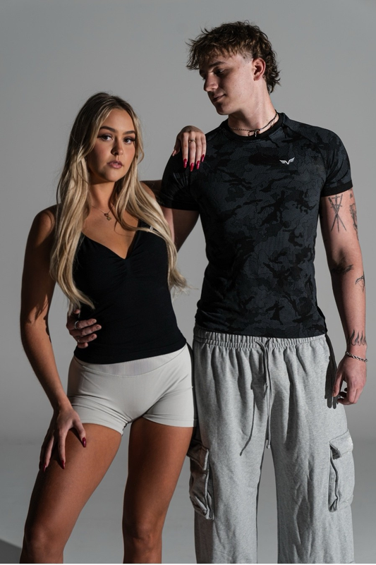Mens Camo Black Tree Compression Tee