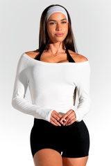 Club Athletica Off Shoulder Long Sleeve White