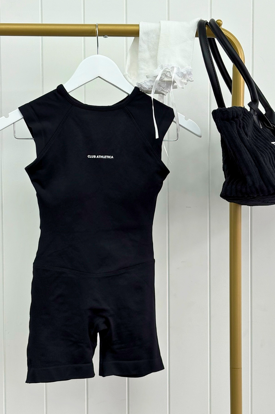 Club Athletica Flex Sleeveless Gym Bodysuit Glute Contour Black