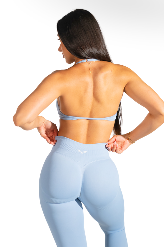 Club Athletica Dynamic Flex Adjustable Halter Sports Bra Powder Blue
