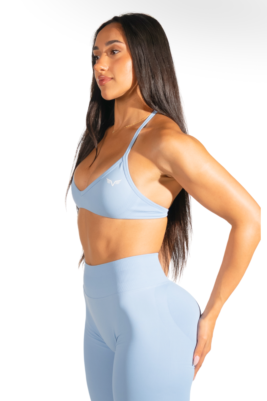 Club Athletica Dynamic Flex Adjustable Halter Sports Bra Powder Blue