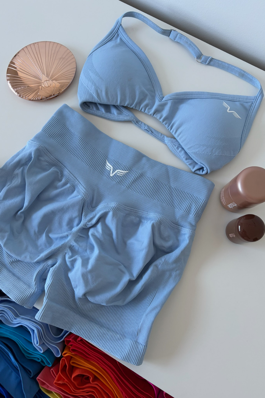Club Athletica Dynamic Flex Adjustable Halter Sports Bra Powder Blue