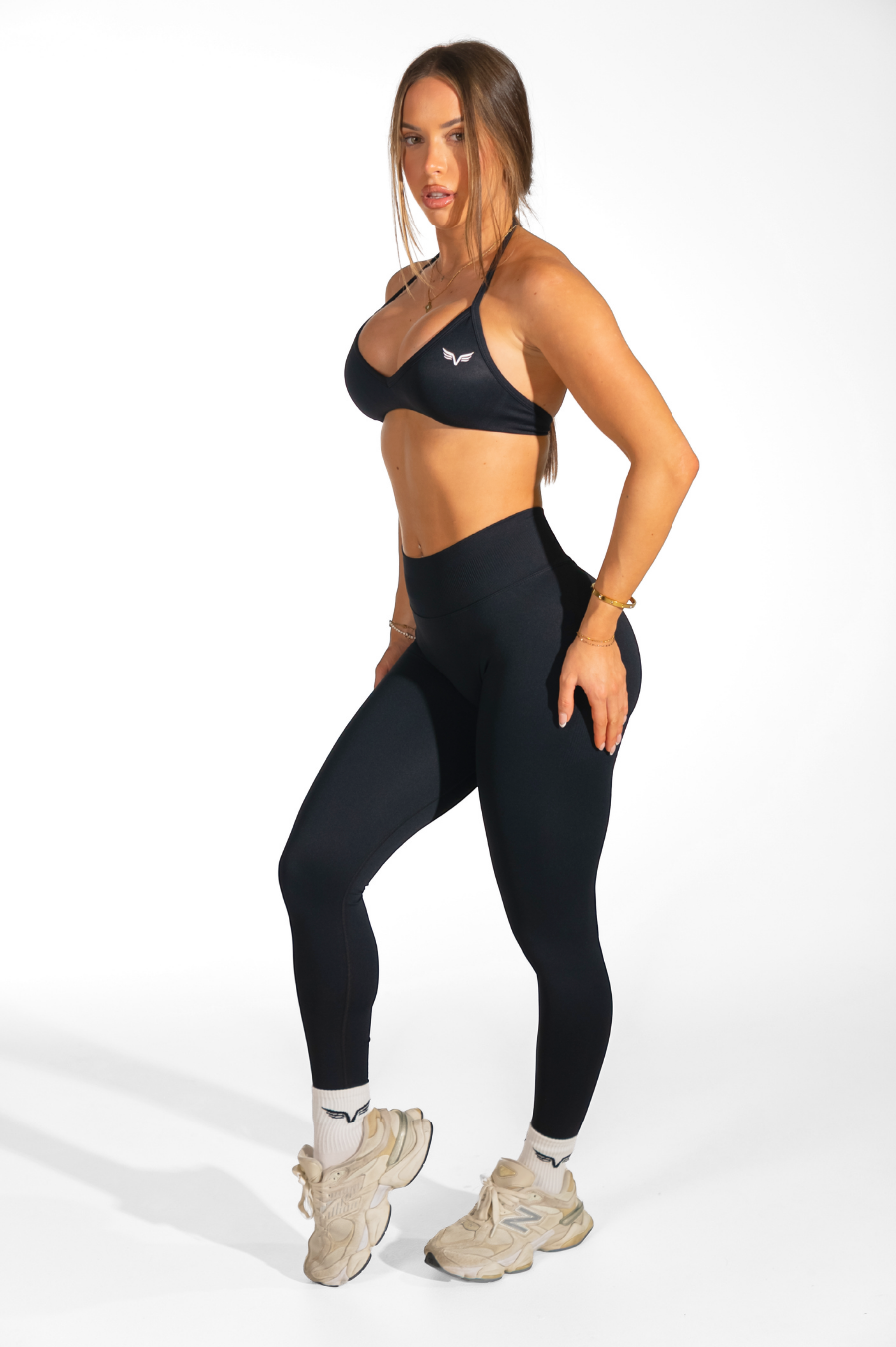 Club Athletica Dynamic Flex Adjustable Halter Sports Bra Black