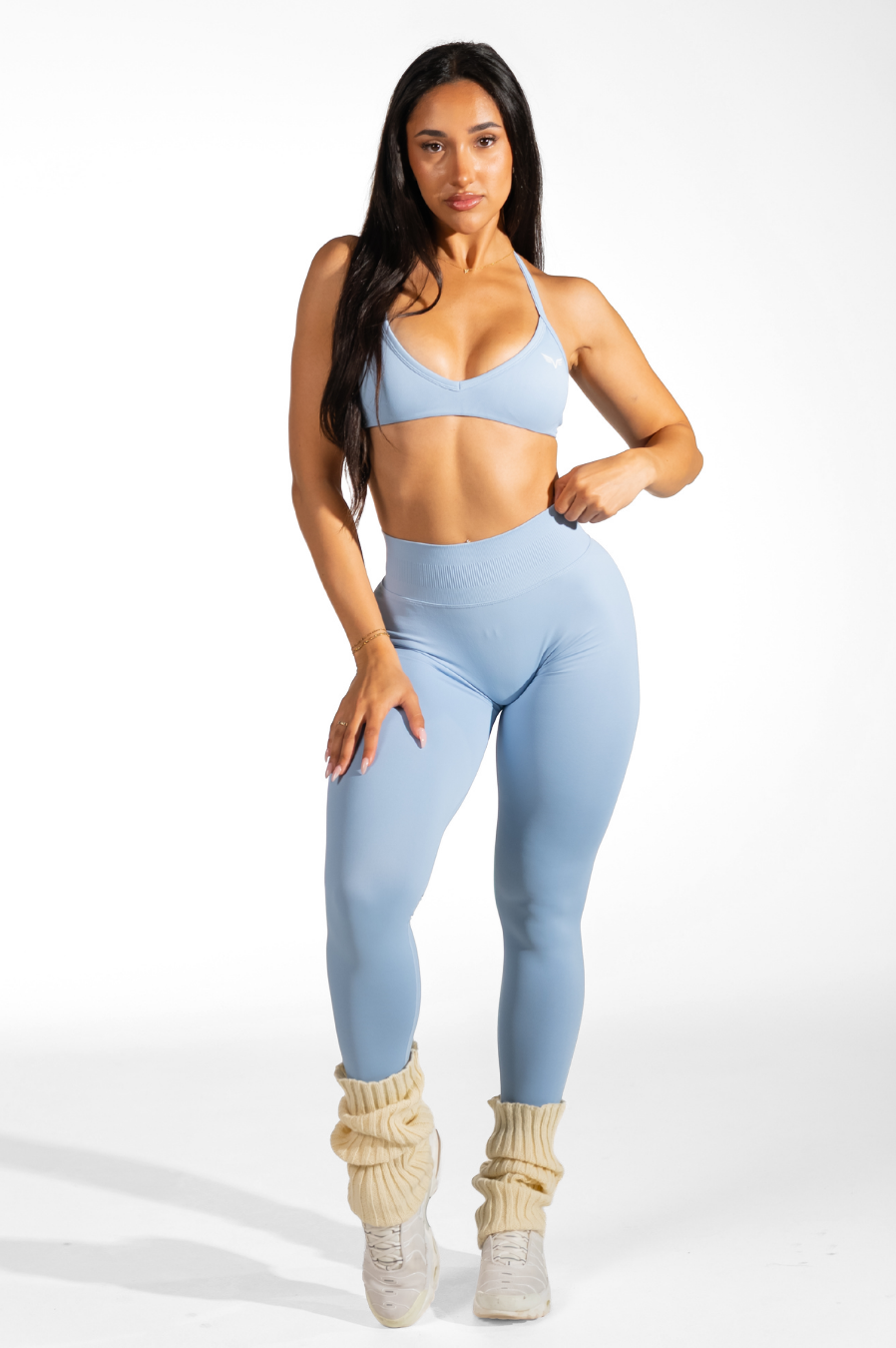 Club Athletica Dynamic Flex Adjustable Halter Sports Bra Powder Blue