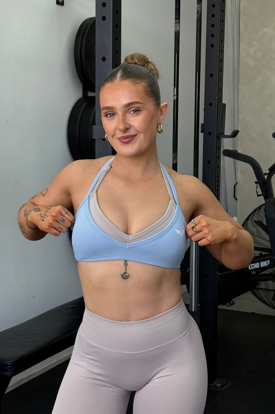Club Athletica Dynamic Flex Adjustable Halter Sports Bra Powder Blue
