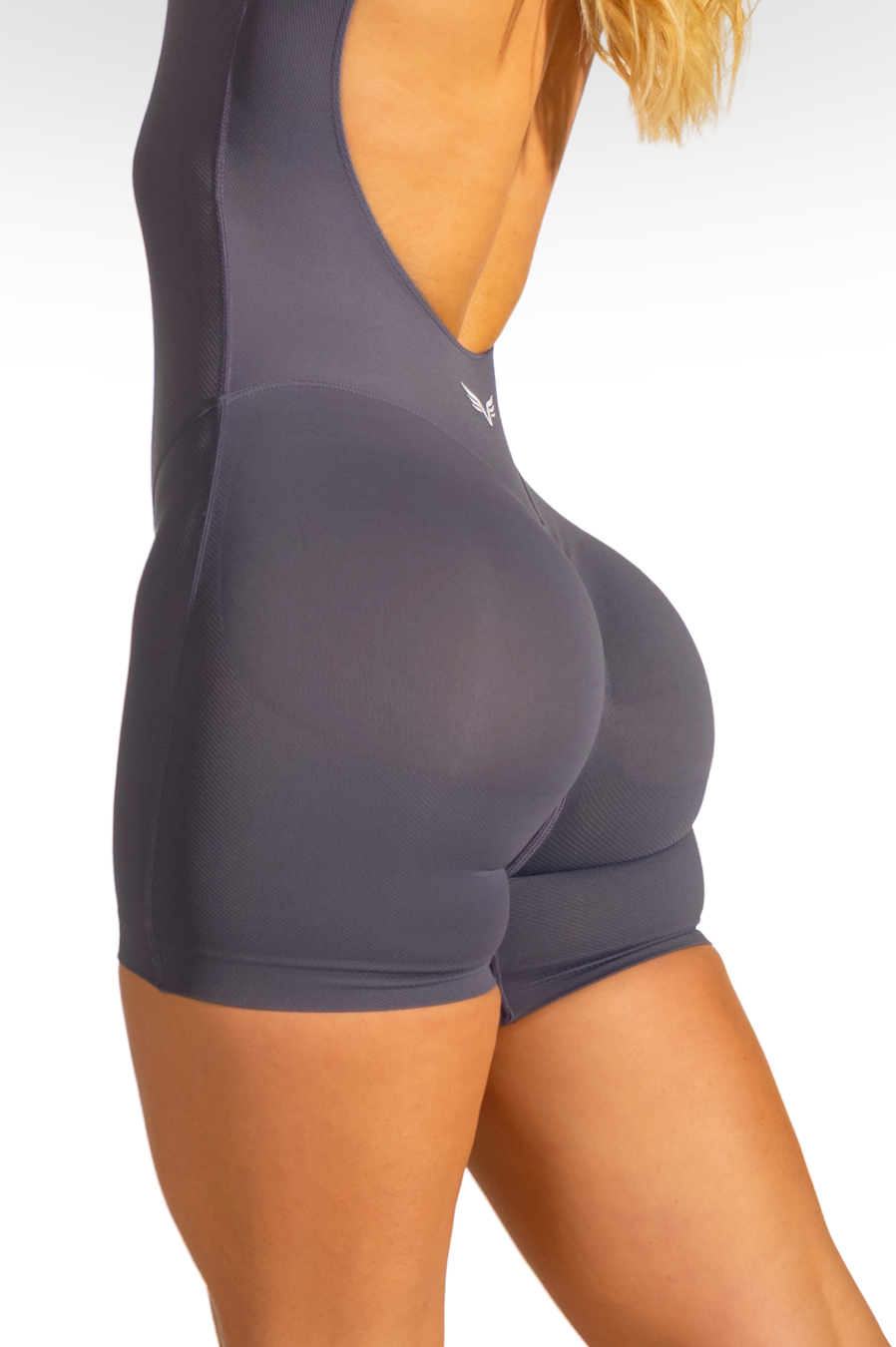 Club Athletica Flex Short Sleeve Gym Bodysuit Glute Contour Graphite