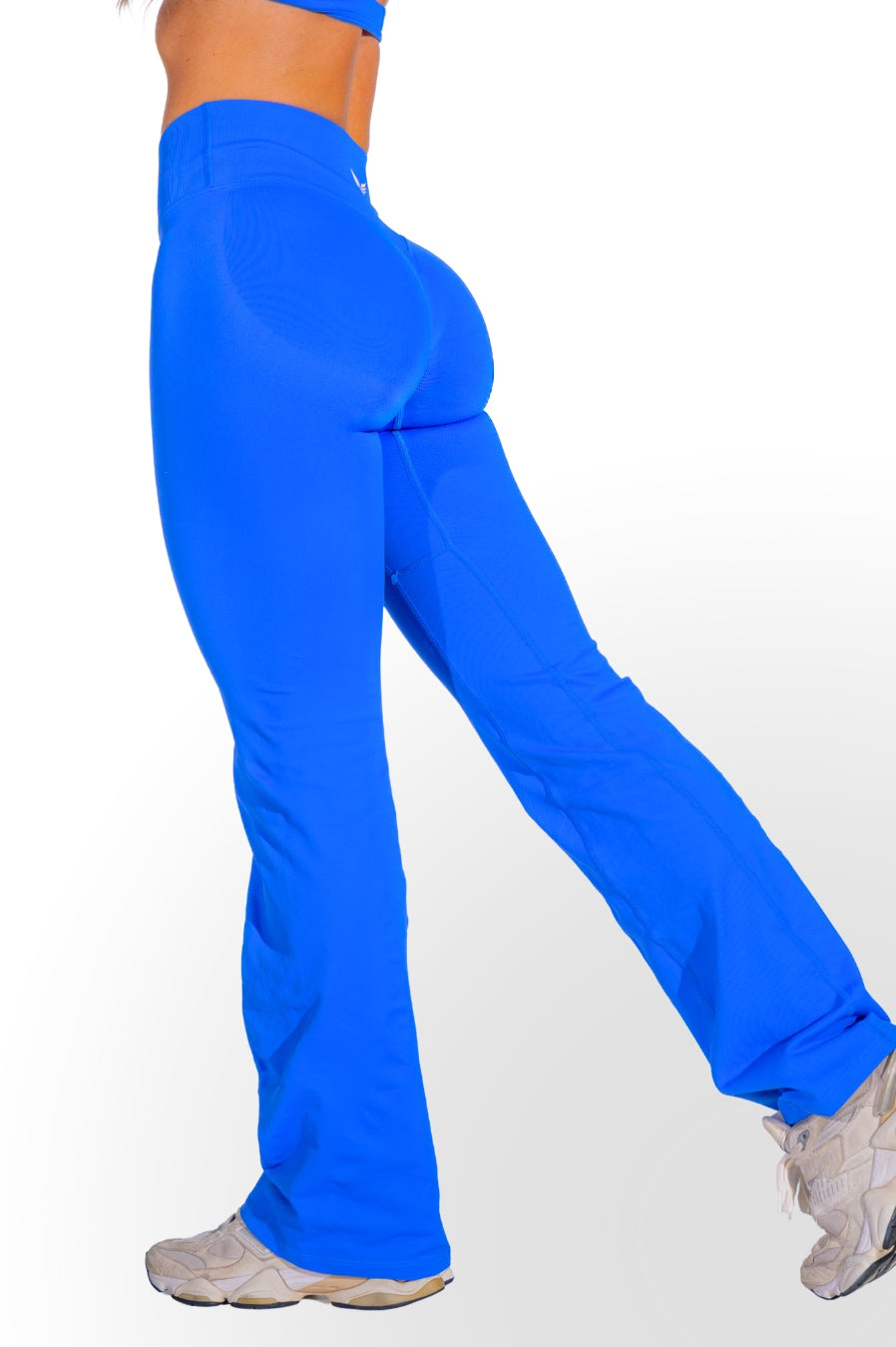 Club Athletica Amplify Invisible Scrunch Crossover Gym Flare Leggings Indigo Blue