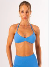 Club Athletica Flex Seamless Ruched Sports Bra Sky Blue