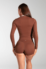 Classy Seamless Long Sleeve Compression Tee Brown