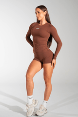Classy Seamless Long Sleeve Compression Tee Brown