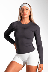 Classy Seamless Long Sleeve Compression Tee Charcoal Grey