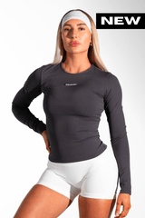 Classy Seamless Long Sleeve Compression Tee Charcoal Grey