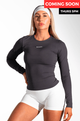 Classy Seamless Long Sleeve Compression Tee Charcoal Grey