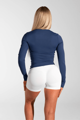 Classy Seamless Long Sleeve Compression Tee Navy Blue