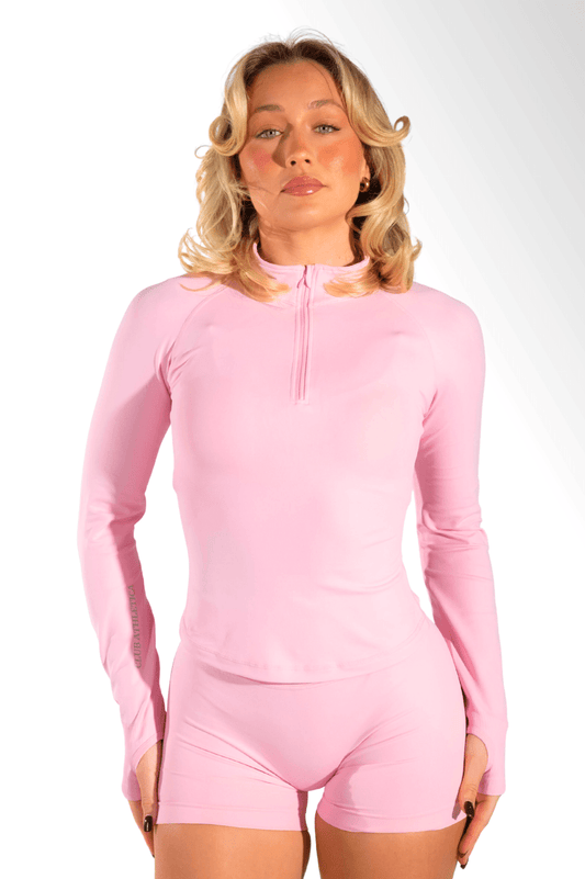 Club Athletica Flex Quarter Zip Long Sleeve Light Pink