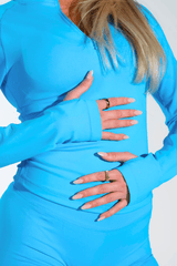 Club Athletica Flex Half-Zippy Long Sleeve Paradise Blue