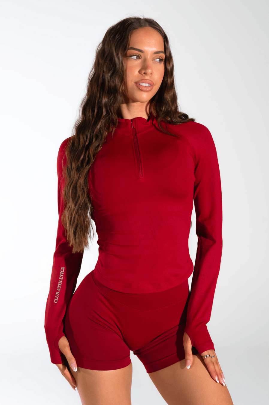 Club Athletica Flex Quarter Zip Long Sleeve Red