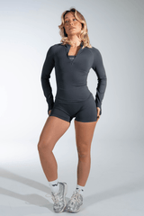Club Athletica Flex Half-Zippy Long Sleeve Stone Grey