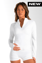 Club Athletica Flex Half-Zippy Long Sleeve White