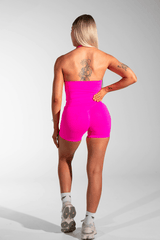 Club Athletica Flex Halter Tank Top Neon Pink