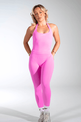 Club Athletica Flex Halter Tank Top Power Pink