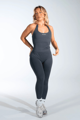 Club Athletica Flex Halter Tank Top Stone Gray