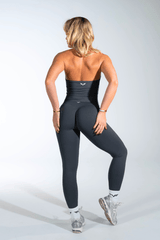 Club Athletica Flex Halter Tank Top Stone Gray