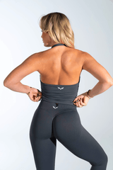 Club Athletica Flex Halter Tank Top Stone Gray