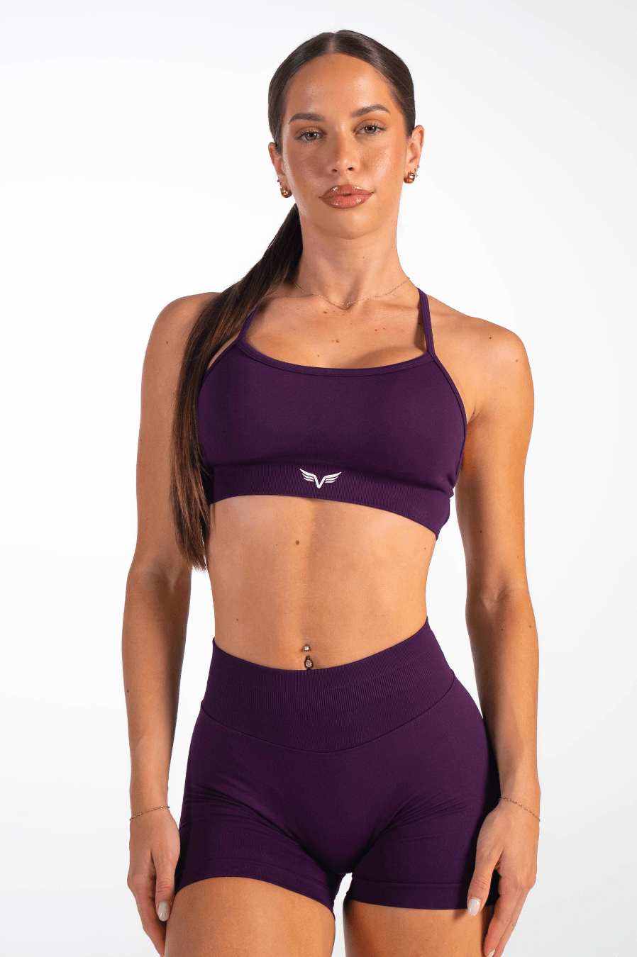 Club Athletica Flex Open Back Strappy Crop Grape