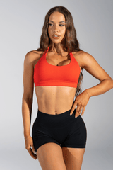 Club Athletica Flex Seamless Halter Sports Bra Inferno Red