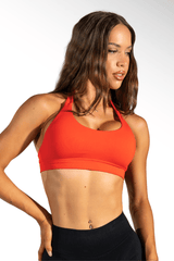 Club Athletica Flex Seamless Halter Sports Bra Inferno Red