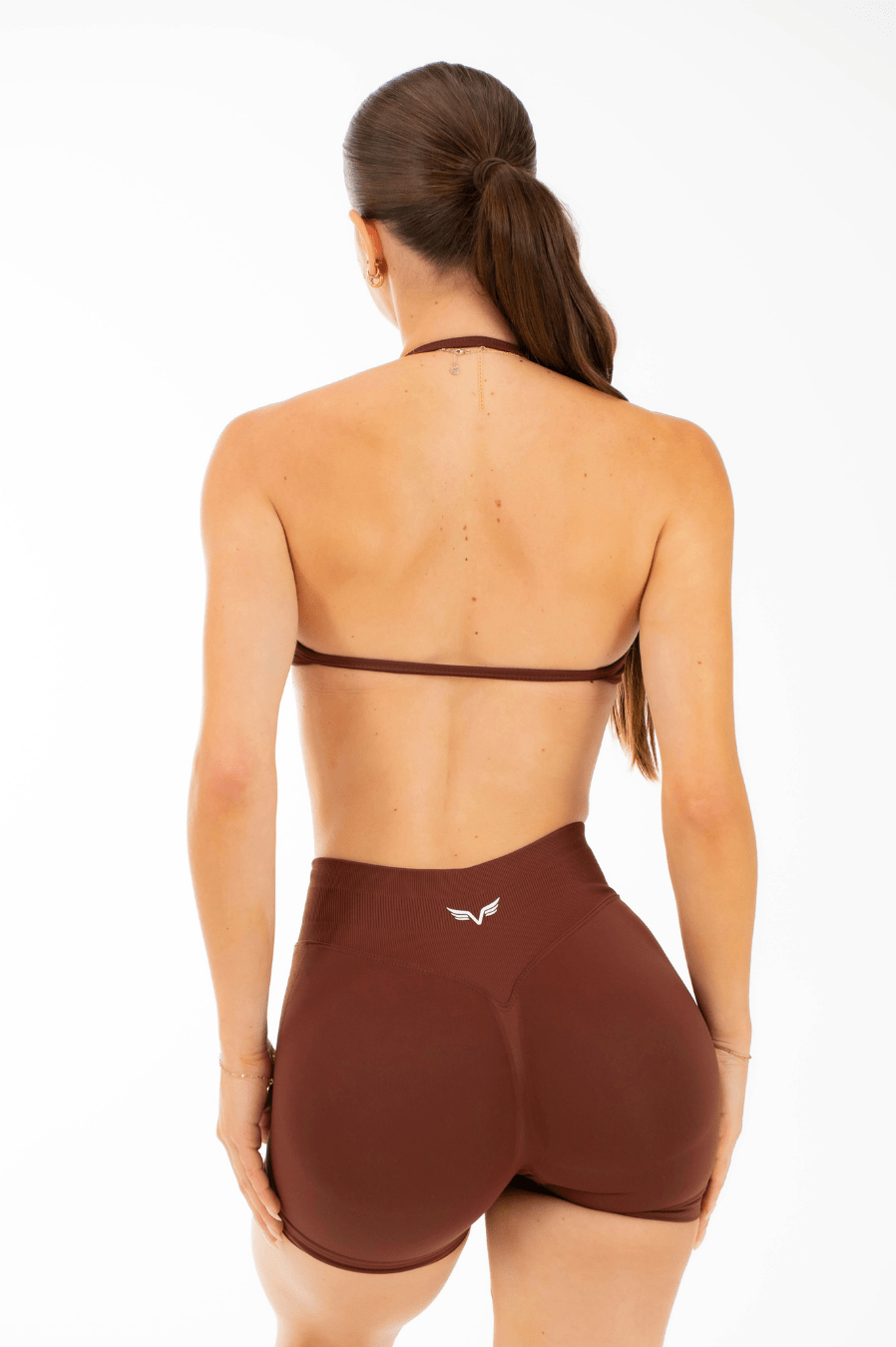 Club Athletica Flex Seamless Ruched Crop Top Cocoa Brown