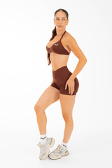 Club Athletica Flex Seamless Ruched Crop Top Cocoa Brown