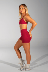 Club Athletica Flex Seamless Ruched Crop Top Festive Red