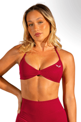Club Athletica Flex Seamless Ruched Crop Top Festive Red