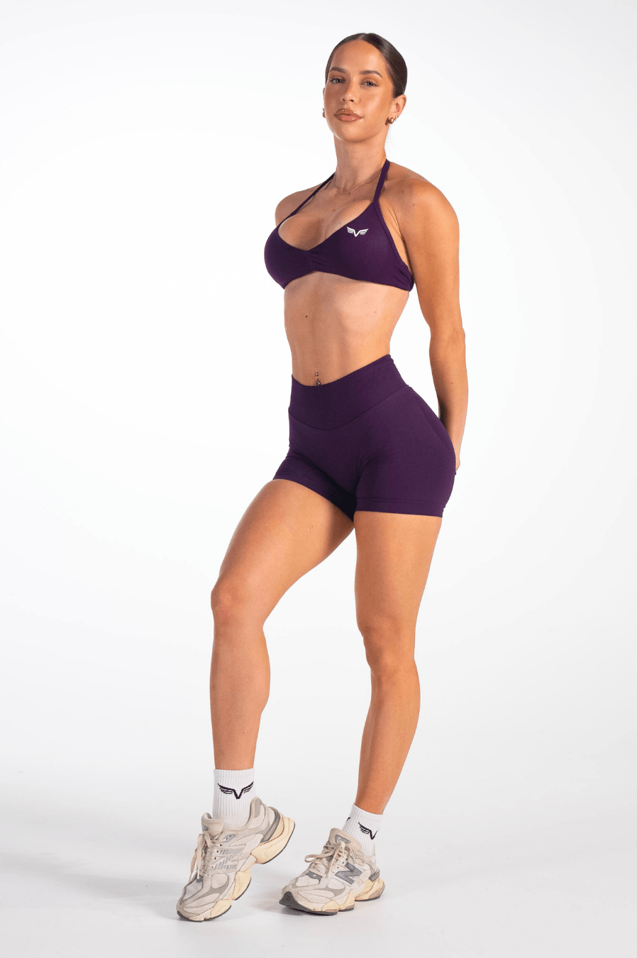 Club Athletica Flex Seamless Ruched Crop Top Grape