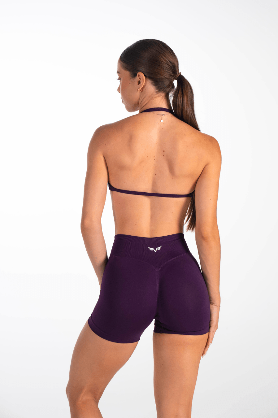 Club Athletica Flex Seamless Ruched Crop Top Grape