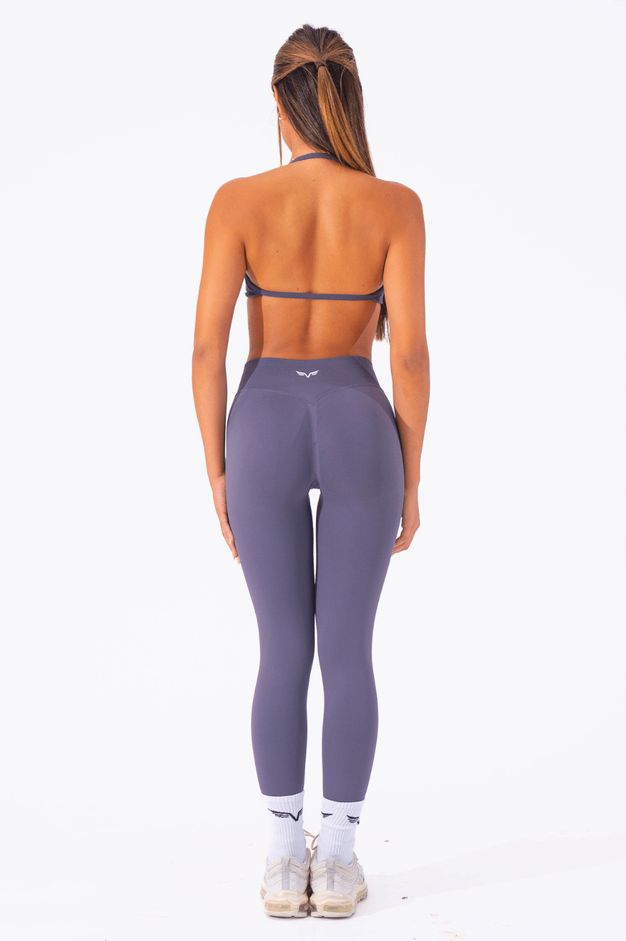 Club Athletica Flex Seamless Ruched Crop Top Graphite Purple