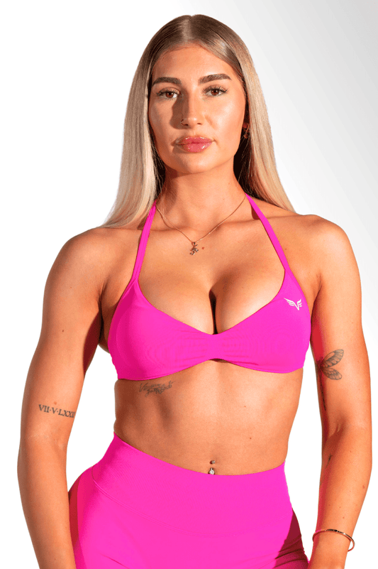 Club Athletica Flex Seamless Ruched Crop Top Neon Pink
