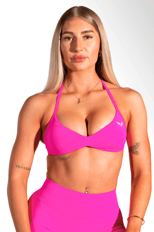 Club Athletica Flex Seamless Ruched Crop Top Neon Pink