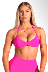 Club Athletica Flex Seamless Ruched Crop Top Neon Pink